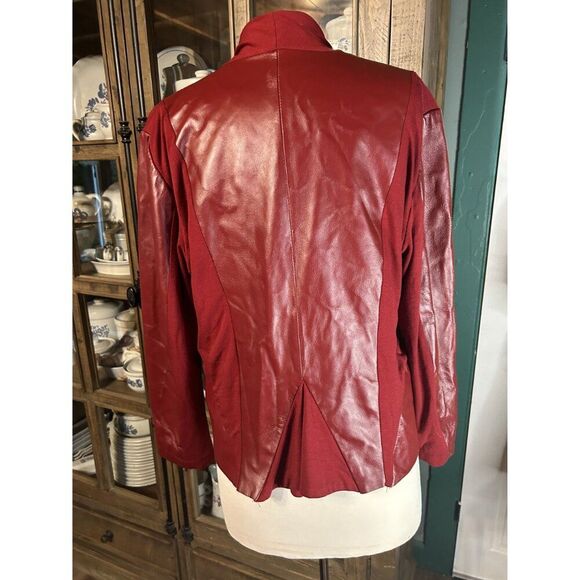 Bagatelle Women's Red Faux Leather Cardigan Jacket Size Large - Picture 2 of 6